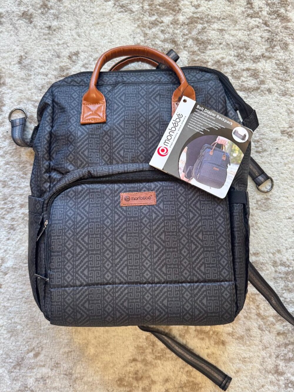 NWT Monbebe Bolt Diaper Backpack with Changing Center